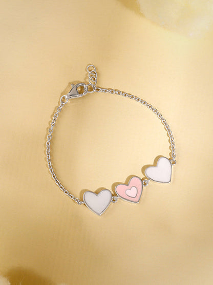 Silver Pookie Hearts Kids Bracelet