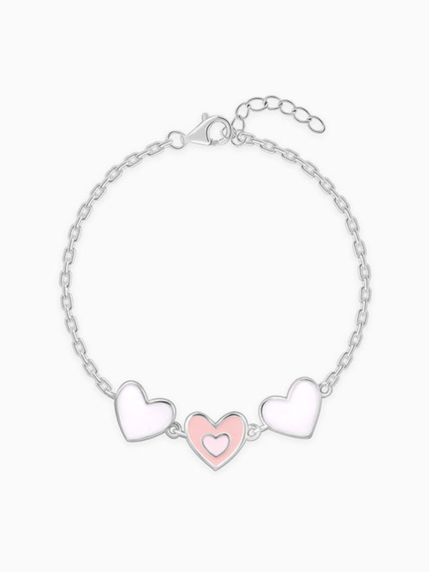 Silver Pookie Hearts Kids Bracelet