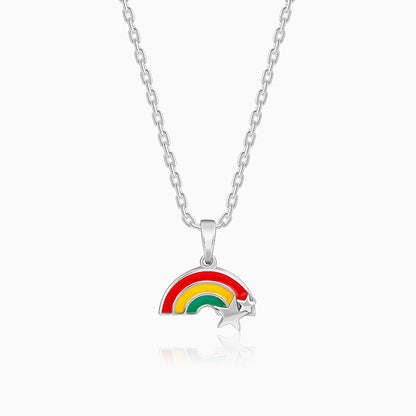 Silver Rainbow Hug Kids Pendant With Link Chain