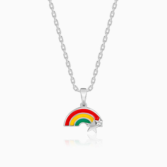 Silver Rainbow Hug Kids Pendant With Link Chain