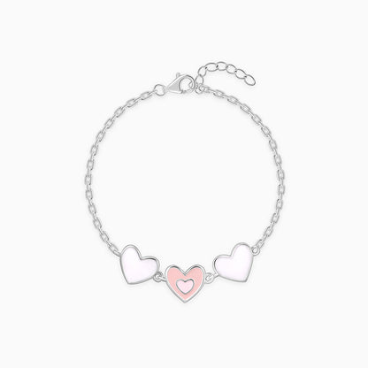 Silver Pookie Hearts Kids Bracelet (2 - 8 Years)