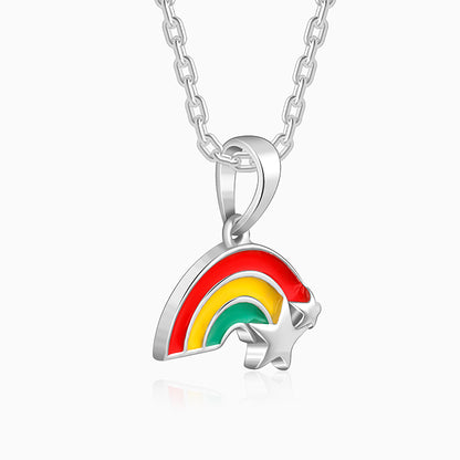 Silver Rainbow Hug Kids Pendant With Link Chain