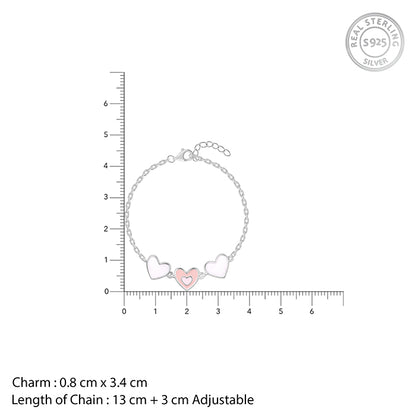 Silver Pookie Hearts Kids Bracelet (2 - 8 Years)
