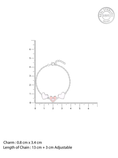Silver Pookie Hearts Kids Bracelet