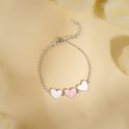 Silver Pookie Hearts Kids Bracelet (2 - 8 Years)
