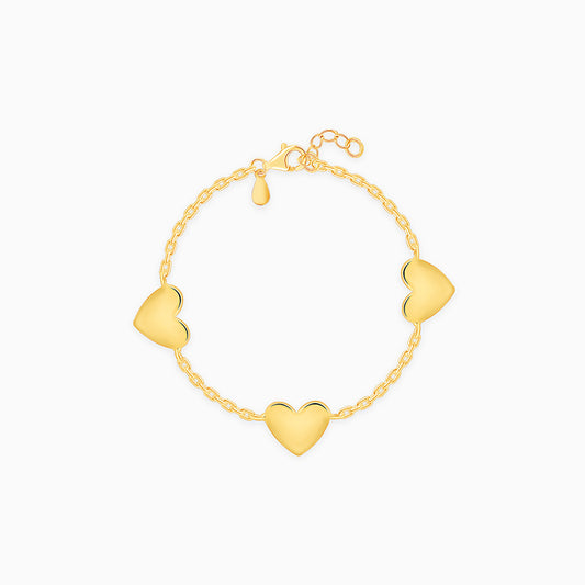 Golden Triple Heartbeat Kids Bracelet (0 - 2 Years)