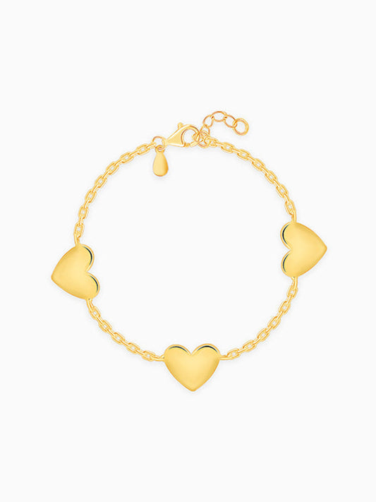 Golden Triple Heartbeat Kids Bracelet