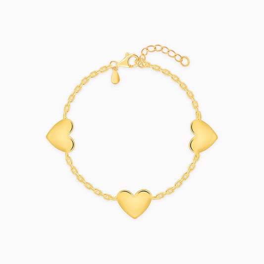 Golden Triple Heartbeat Kids Bracelet (2 - 8 Years)