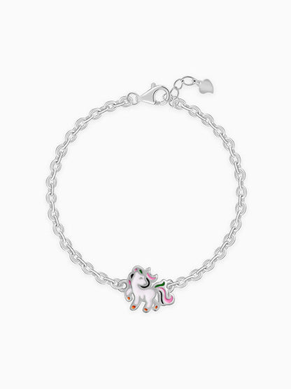Silver Playful Unicorn Kids Bracelet (0 - 2 Years)