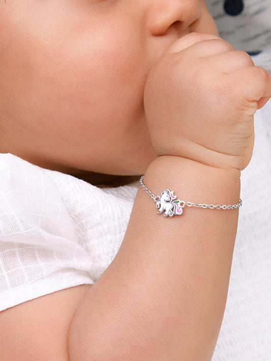 Silver Playful Unicorn Kids Bracelet (0 - 2 Years)