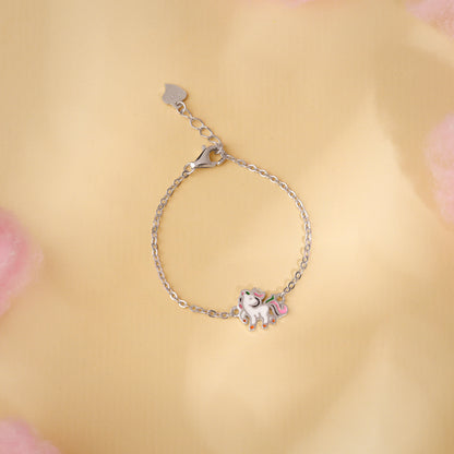 Silver Playful Unicorn Kids Bracelet (0 - 2 Years)