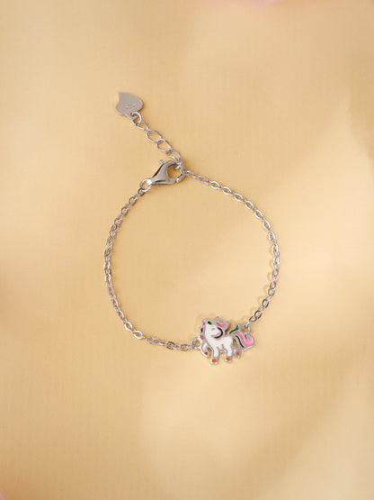 Silver Playful Unicorn Kids Bracelet (0 - 2 Years)