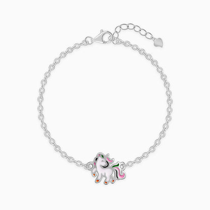 Silver Playful Unicorn Kids Bracelet (2 - 8 Years)