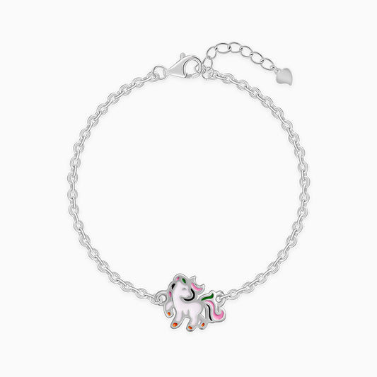 Silver Playful Unicorn Kids Bracelet (2 - 8 Years)