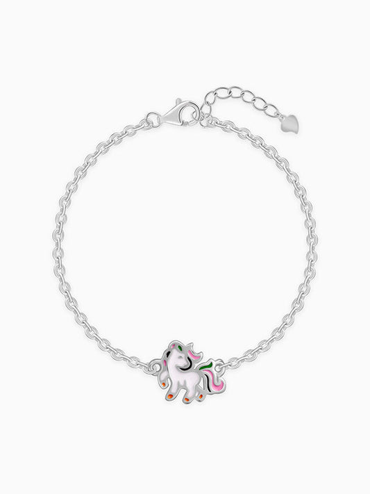 Silver Playful Unicorn Kids Bracelet (2 - 8 Years)