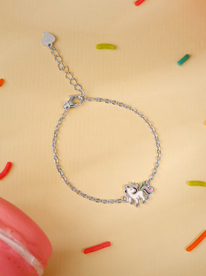 Silver Playful Unicorn Kids Bracelet (2 - 8 Years)