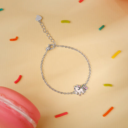 Silver Playful Unicorn Kids Bracelet (2 - 8 Years)