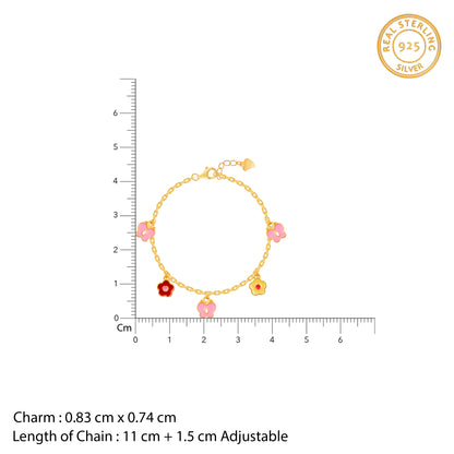 Golden Pookie Floral Kids Bracelet - Golden Bracelet For Kids