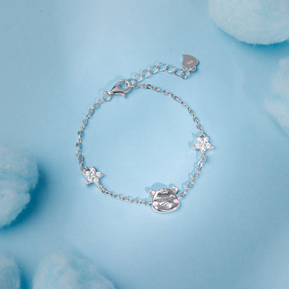 Silver Kitten Charm Kids Bracelet (2 - 8 Years)