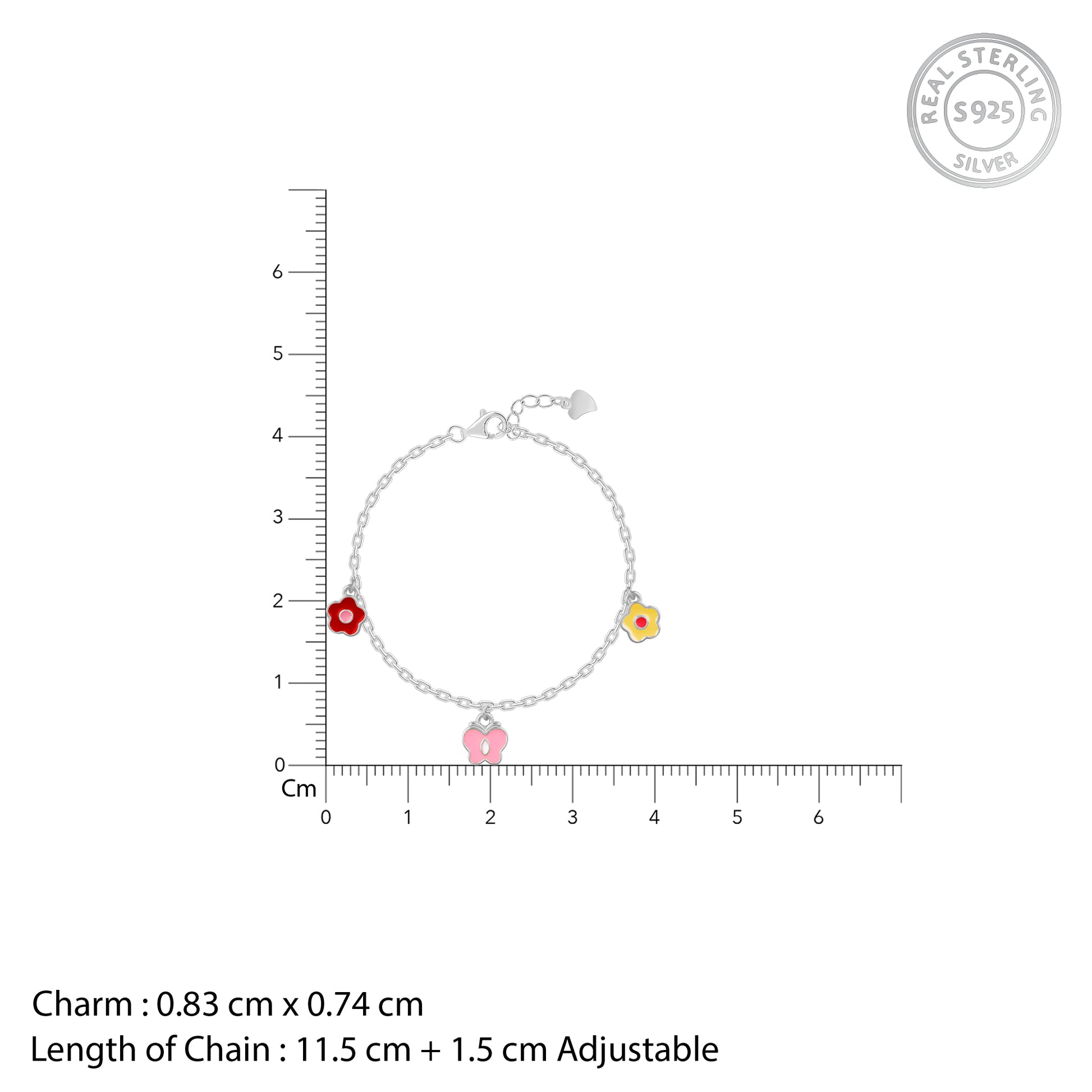 Silver Colourful Floret Kids Bracelet- silver kids bracelet