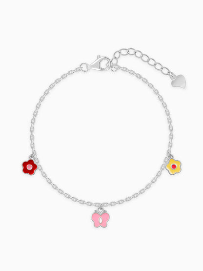 Silver Colourful Floret Kids Bracelet (2 - 8 Years)