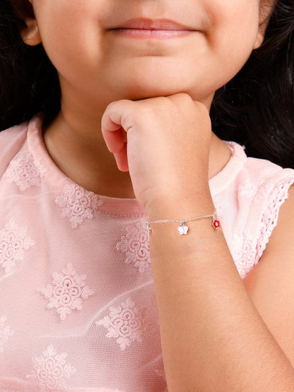 Silver Colourful Floret Kids Bracelet (2 - 8 Years)