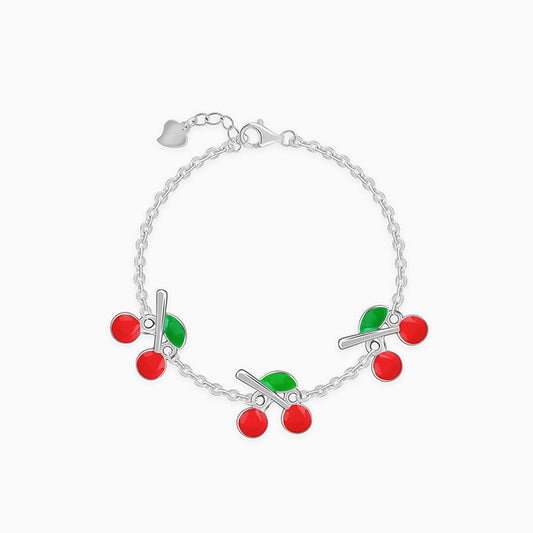 Silver Cherry Red Kids Bracelet (0 - 2 Years)