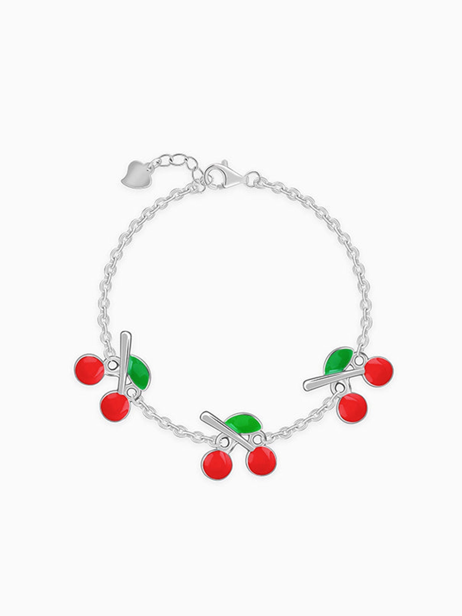 Silver Cherry Red Kids Bracelet (0 - 2 Years)