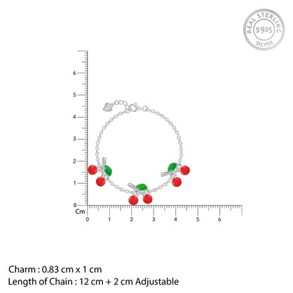 Silver Cherry Red Kids Bracelet (0 - 2 Years)