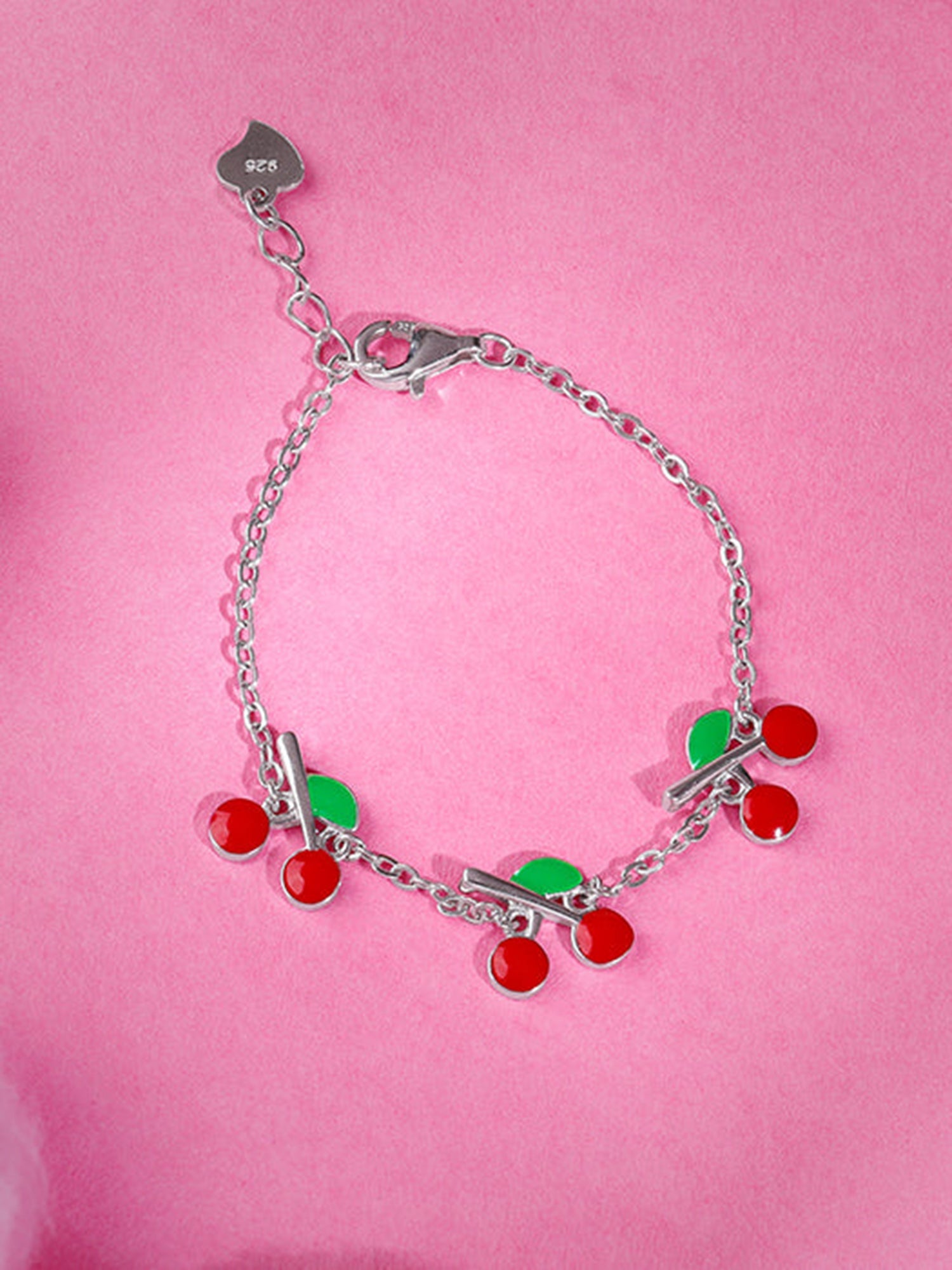 Silver Cherry Red Kids Bracelet (0 - 2 Years)