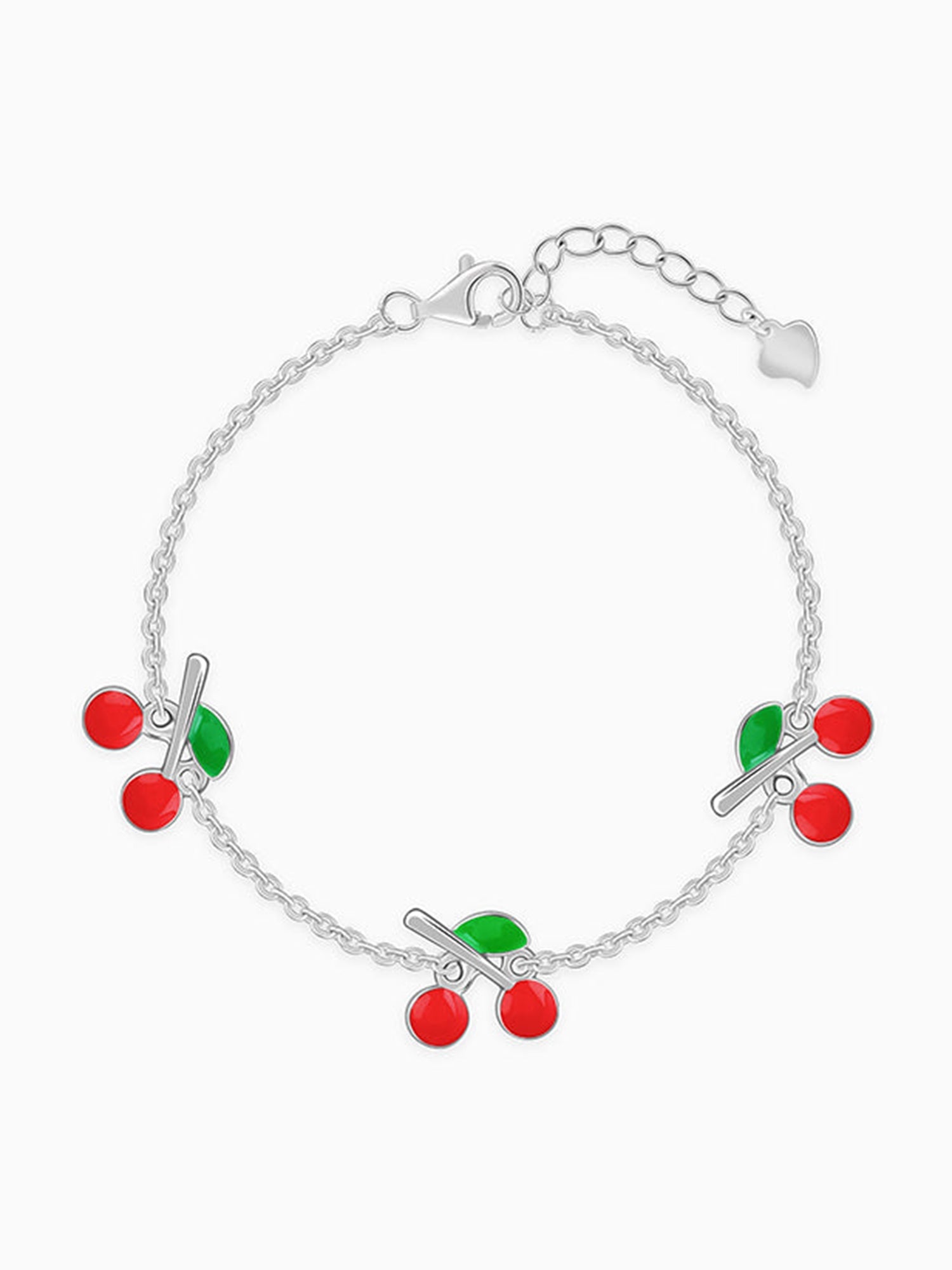 Silver Cherry Red Kids Bracelet (2 - 8 Years)