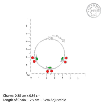 Silver Cherry Red Kids Bracelet (2 - 8 Years)