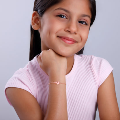 Rose Gold Naughty Elephant Kid's Bracelet (2 - 8 Years)