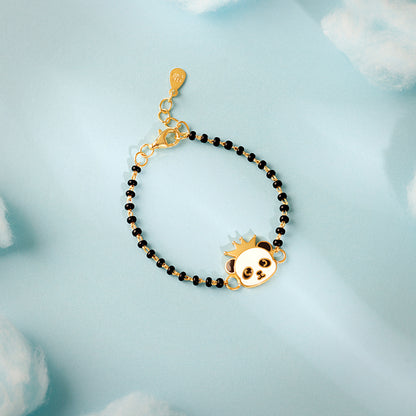 Golden Crowing Panda Bracelet Rakhi (0 - 2 Years)