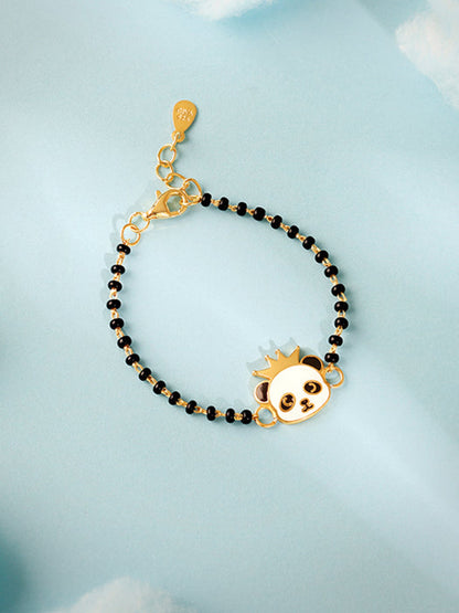 Golden Crowing Panda Bracelet Rakhi