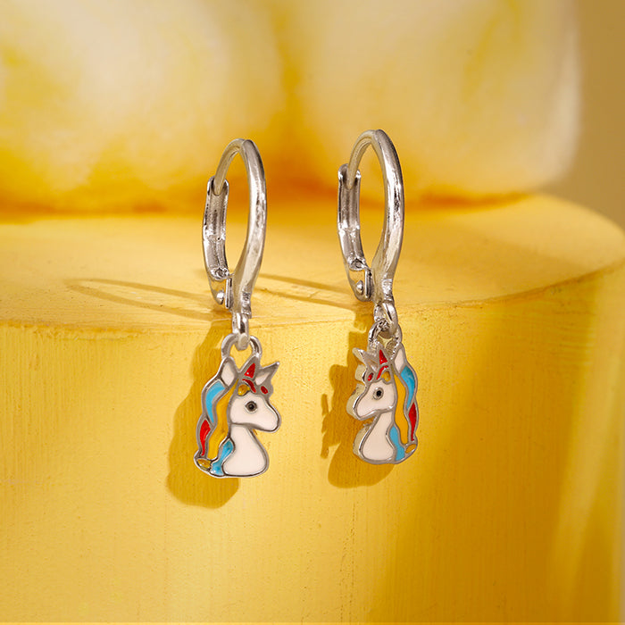 Silver Dream Unicorn Kids Earrings - silver earrings for kids