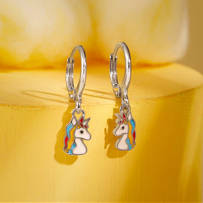 Silver Dream Unicorn Kids Earrings - silver earrings for kids