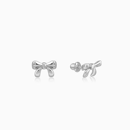Silver Pretty Bow Kids Stud Earrings