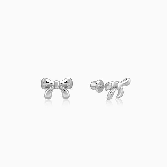 Silver Pretty Bow Kids Stud Earrings