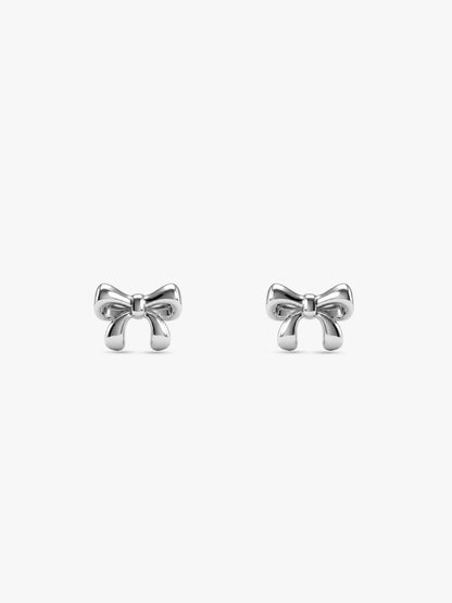 Silver Pretty Bow Kids Stud Earrings