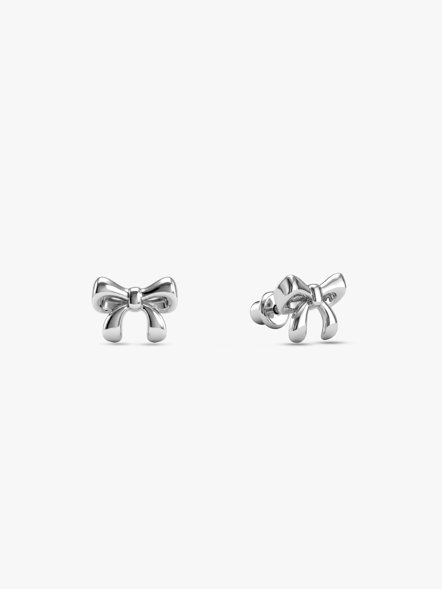 Silver Pretty Bow Kids Stud Earrings