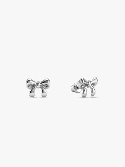 Silver Pretty Bow Kids Stud Earrings