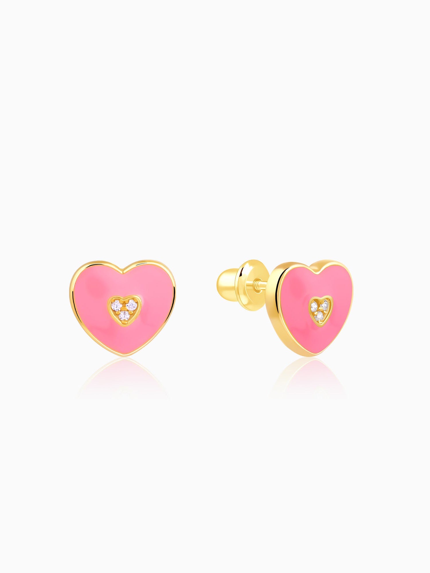 Golden Pink Heartie Kids Studs