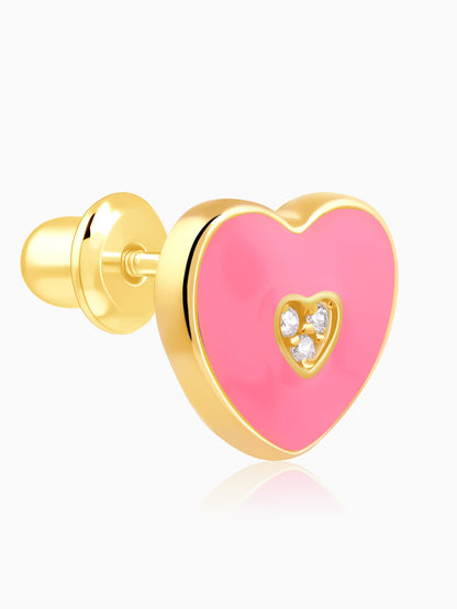 Golden Pink Heartie Kids Studs