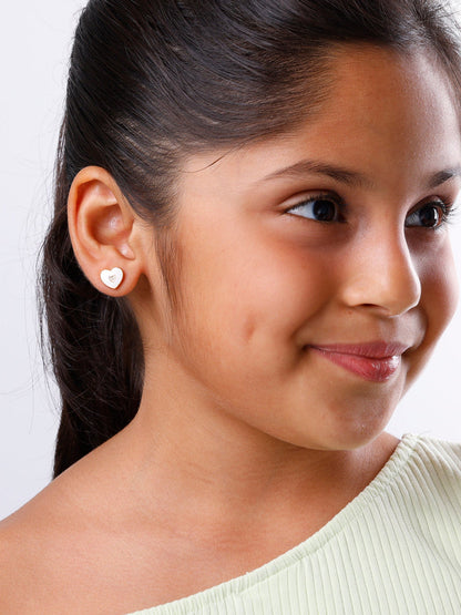 Golden White Heartie Kids Studs
