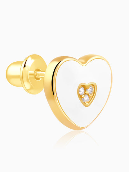 Golden White Heartie Kids Studs