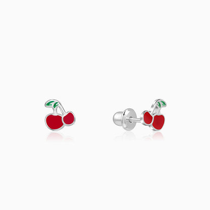 Silver Cherry Kids Studs