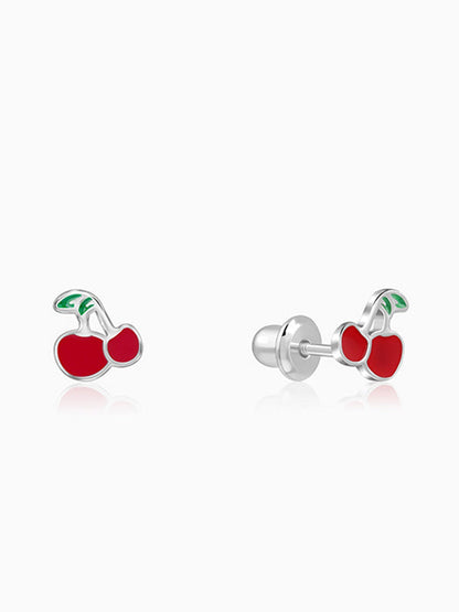 Silver Cherry Kids Studs