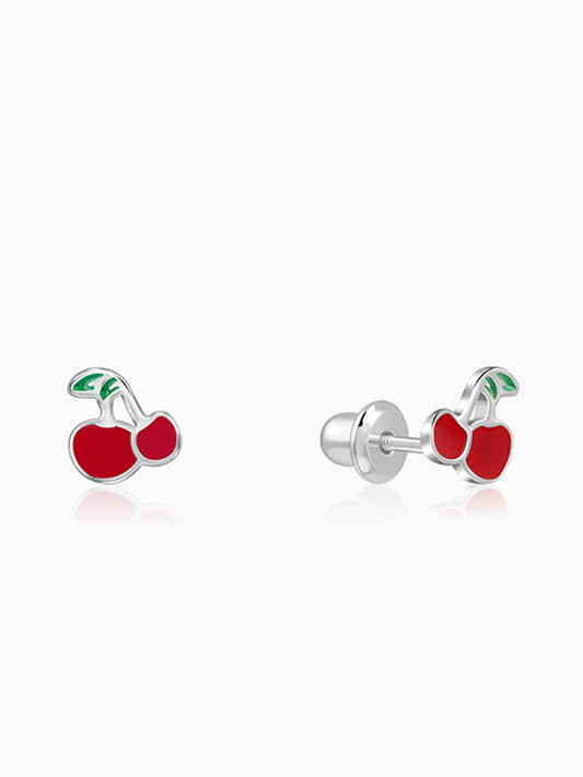 Silver Cherry Kids Studs
