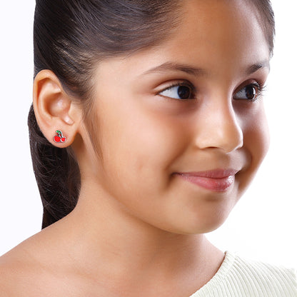 Silver Cherry Kids Studs